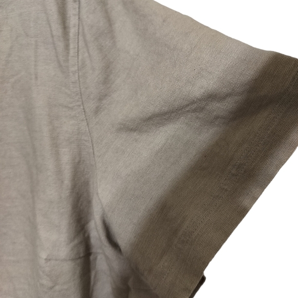 2417)Kathie Lee Women Tan Linen Blend Short Sleeve Button Down Shirt Sz 18W/20W - Picture 2 of 7